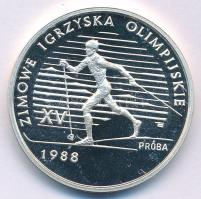 Lengyelország 1987. 1000Zl Ag Téli Olimpia Calgary 1988 jelzett próbaveret T:PP ujjlenyomat Poland 1987. 1000 Zlotych Ag Winter Olympics Calgary 1988 marked trial strike C:PP fingerprints Krause KM# Pr565