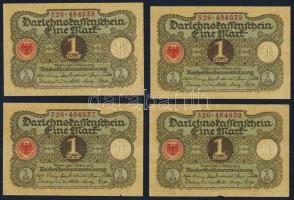 Német Birodalom / Weimari Köztársaság 1920. 1M (4x) egymás utáni sorszámokkal T:I,I-
