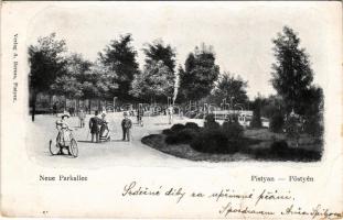 1902 Pöstyén, Pistyan, Piestany; új park, sétány. A. Bernas kiadása / Neue Parkallee / new promenade, park (EB)