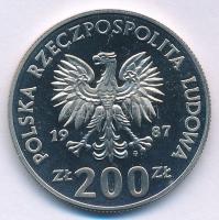 Lengyelország 1987. 200Zl Cu-Ni "Nyári Olimpia Szöul 1988 - Tenisz" jelzett próbaveret T:P...