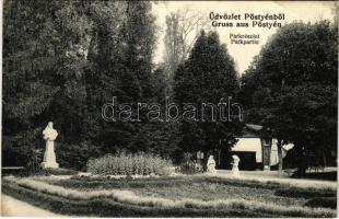 1907 Pöstyén, Pistyan, Piestany; parkrészlet. Gipsz H. kiadása / park, statue (EK)