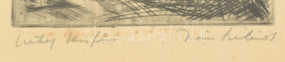 Iván Szilárd (1912-1988): Beteg kisfiú. Rézkarc, papír, jelzett, üvegezett keretben, lap széle kissé...