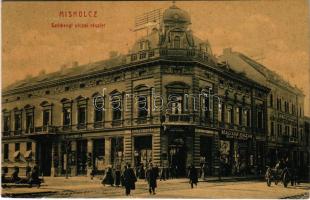 1908 Miskolc, Széchenyi utca, Gyógyszertár az Arany Szarvashoz, Barta Adolf Magyar Bazára, Székely Lajos és Reiner Dávid üzlete. W.L. 1056. (EK)