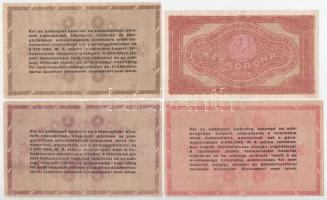 1920. 2K "2aa" + 1946. 10.000AP + 100.000AP + 1.000.000AP fordított címerrel T:F,VG