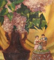 Olvashatatlan jelzéssel, XX. sz. első fele: Csendélet. Olaj, vászon, fakeretben, 50×40 cm