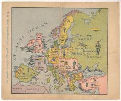 Az összes európai államok hadseregeinek ereje. 2-részes kihajtható panorámalap / WWI military map. The strength of the armies of all European states. 2-tiled folding panoramacard (fa)