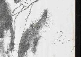 Rubint Ávrahám Péter (1958-): Balerina. Nyomat, papír, jelzett a nyomaton, lap széle kissé foltos, ü...