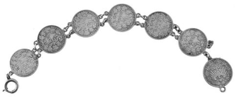 Német Birodalom 1906-1915. 1/2M Ag (7db) karkötővé alakítva T:VF,F sérült illesztés
German Empire 1...