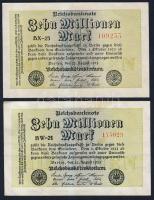 Német Birodalom / Weimari Köztársaság 1923. 10.000.000M (2x) "Hakensterne" és "Ringe" vízjelekkel T:I,I-