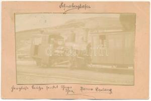 1901 Schneebergbahn, locomotive, train. photo glued to postcard (EK)