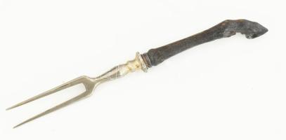 Őzláb formájú 4 személyes ezüst (Ag) nyelű sajtfogyasztó szett, díszdobozban, jelzett, h: 11,5 cm