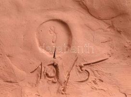 Hölgyportré, égetett agyag dombormű / falikép, jelzett a hátoldalon, alján repedéssel, 36x27 cm