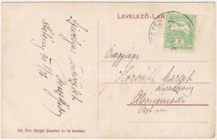 1911 Budapest XXII. Nagytétény, Fő utca, villamos végállomás, 105-ös sorszámú villamos szerelvény, Ö...