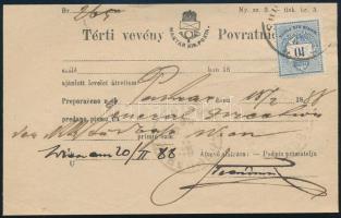 1888 Magyar-horvát nyelvű tértivevény 10kr bélyeggel Pakrac - Wien