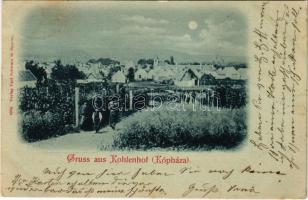 1899 (Vorläufer) Kópháza, Kohlenhof, Kolnhof (Sopron); látkép, út este. Carl Schwarz kiadása