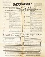 1921 Műsor gyászos emlékű trianoni békét követő szombaton nemzeti gyermekünnep alkalmával tartott ünnepség műsor plakátja. 40x60 cm