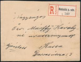 1906 Ajánlott levél Turul 5kr + 3 x 10kr bélyeggel "NÁDASKA" - Kassa