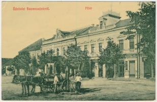 Szamosújvár, Gherla; Fő tér, Todorán E. és Florián J. üzlete. W. L. 1890. / main square, shops (EK)