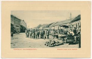 1915 Nagymihály, Michalovce; Kossuth Lajos utca, vásártér, piac. Landesmann B. kiadása, W.L. Bp. 5630. 1911-13. / market (EK)