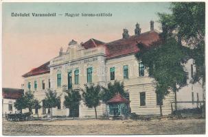 Varannó, Vranov nad Toplou; Magyar Korona szálloda. Spira Ábrahám kiadása. D.K.F.E. 1915-11. / hotel (EK)