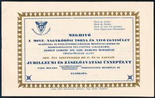 cca 1930 Meghívó a MOVE nagykőrösi torna egylet és vívó egyesület jubileumi zászlóavatási ünnepségére. 16p.