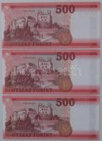 2018. 500Ft (2x) sorszámkövetők "EG 3559058 - EG 3559059" + 500Ft "EH 4347772" T...