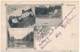 1914 Kisselmec, Liptókisselmec, Kisschelmecz, Sztiavnicska, Stiavnicka (Turóc); Révay báró kastély, üvegház, tó / castle, greenhouse, pond. Art Nouveau, floral (ázott / wet damage)