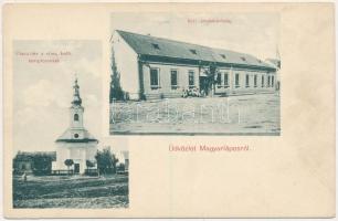 Magyarlápos, Oláhlápos, Targu Lapus; Piac tér, római katolikus templom, kir. járásbíróság. Moldován József kiadása / square, church, county court