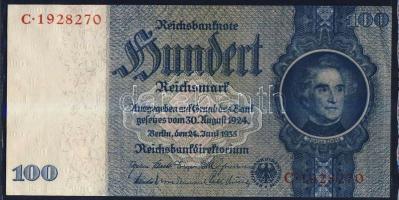 Német 3. Birodalom 1933. 100M (3x) háborús nyomatok egymás utáni sorszámokkal T:II+ (egyszer hajtva, törve nem)