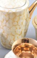 Cmielow lengyel retro teás készlet, aranyozott, jelzett, hibátlan, hat személyes, egy csésze hiányzi...