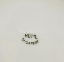 6 db Hüttl Tivadar Aquincum porcelán teás csésze és alj. Matricás, jelzett, minimális kopásokkal