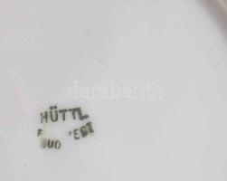 11 db Hüttl Tivadar Aquincum porcelán süteményes tányér Matricás, jelzett, minimális kopásokkal d :1...