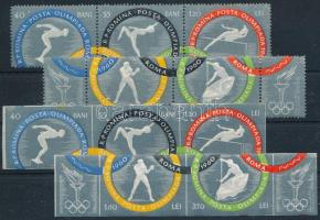 Nyári Olimpia, Róma fogazott és vágott sor 3-as csíkokban, Olympic Games Rome perforated + imperforated set in stripes of 3