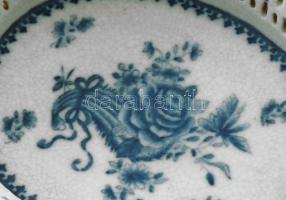 Antik kínai export kínáló, repedezett mázzal, jelzett, 34x26 cm