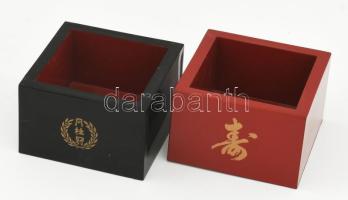 2 darab kínai lakkozott fa tároló, 8x8x5 cm