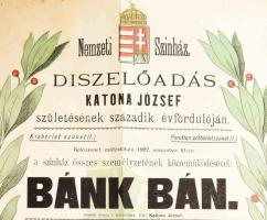 1892 Kolozsvár, a Nemzeti Színház díszelőadása Katona József születésének századik évfordulóján, pla...