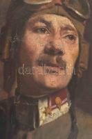 Hefty Frigyes (1894-1965) I. világháborús katonai repülő pilóta portréja, számos kitüntetéssel dekor...