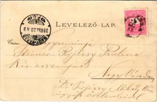 1899 (Vorläufer) Szabadka, Subotica; városháza, törvényszéki palota, templom, vasútállomás. Víg Zsig...