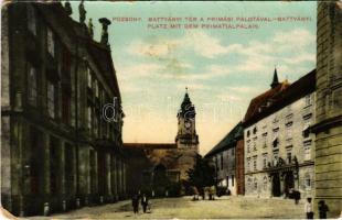 1912 Pozsony, Pressburg, Bratislava; Battyhány tér a prímási palotával. W.L. Bp. 651. / Battyányi-Platz mit dem Primatialpalais / square, palace (kopott sarkak / worn corners)