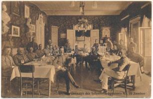 1914 Zombor, Sombor; Offiziersmenage des Infanterieregiments No. 23. / 23. Gyalogezred tiszti étkezője, belső. Mandits P. kiadása / military officers' restaurant of the 23rd infantry regiment, interior (EK)