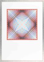 Victor Vasarely (1908-1997): Vega 3. Szitanyomat, papír, jelzett, számozott (83/110), 35×35 cm. Üvegezett fakeretben.