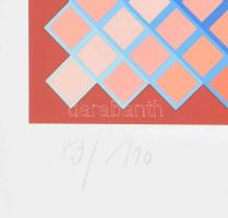 Victor Vasarely (1908-1997): Vega 3. Szitanyomat, papír, jelzett, számozott (83/110), 35×35 cm. Üveg...