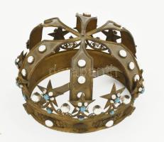 cca 20. sz. első fele, nagyobb méretű kegytárgy szobor koronája. Rézlemez, hiányokkal, d: 14 cm, m: 9,5 cm