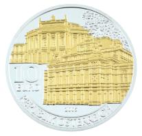 Ausztria 2005. 10E Ag Az Opera és a Várszínház újranyitása részben aranyozott T:UNC,AU Austria 2005. 10 Euro Ag Reopening of the Burg Theater and Opera partially gilt C:UNC,AU  Krause KM#3125