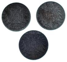 Ausztria 1916-1918. 2h Fe (3xklf) T:AU Austria 1916-1918. 2 Heller Fe (3xdiff) C:AU