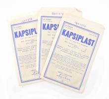 3 db Kapsliplast retró lengyel gyártmányú kineziológiai tapasz, idegi eredetű, ízületi- és izomfájdalmak csillapítására, eredeti csomagolásban / Vintage Polish Kapsiplast kinesiology tape, 3 pcs, in original package