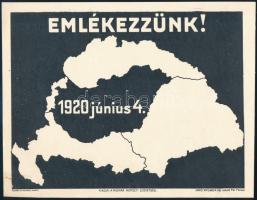 ca 1921 Magyar Nemzeti Szövetség Emlékezzünk. Irredenta plakát. Karton 22x17 cm