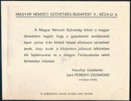 ca 1921 Magyar Nemzeti Szövetség Emlékezzünk. Irredenta plakát. Karton 22x17 cm