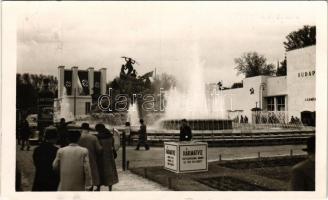 1941 Budapest XIV. Nemzetközi Vásár, Harmatvíz, Kristályvíz, horogkeresztes náci zászlók és kommunista sarló és kalapács, swastika + So. Stpl.