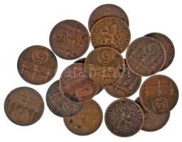Csehszlovákia 1923-1938. 5h (16db/6xklf) T:AU-VF Czechoslovakia 1923-1938. 5 Haleru (16pcs/6xdiff) C:AU-VF Krause KM#6